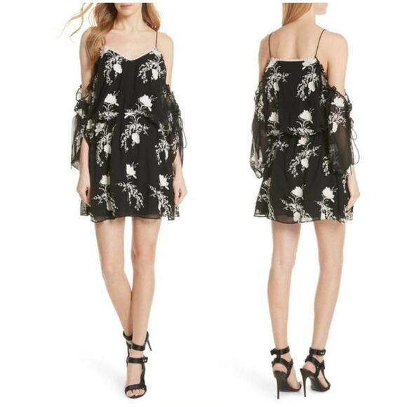 Alice + Olivia NWT Embroidered Holden Tunic Mini Dress Black Sz Medium Boho - Picture 2 of 10